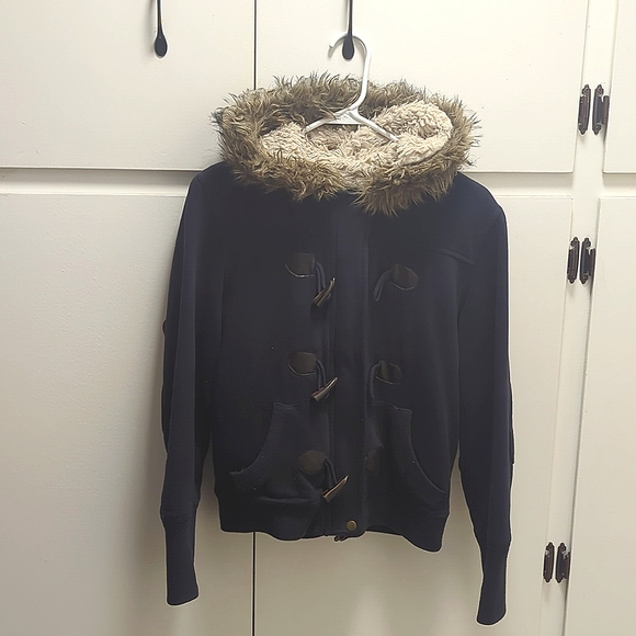 Blue jacket with fur hood - Picture 2 of 11